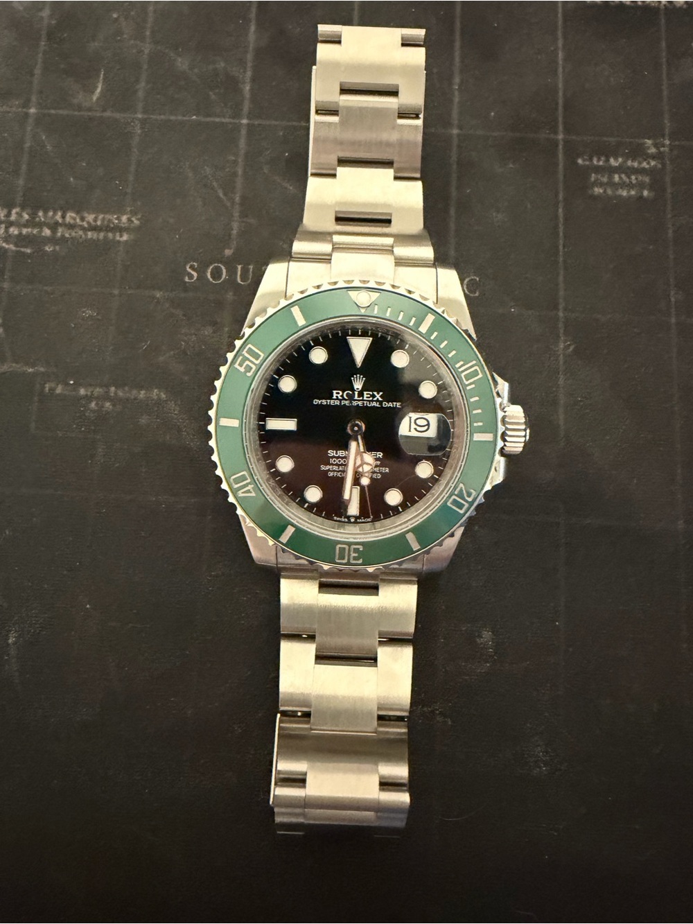 Men’s Watch with Green Bezel and Black Dial